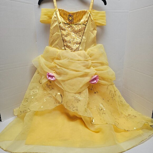 Disney Park Store Deluxe Princess Belle Beauty & the Beast Gold Roses Dress - Picture 1 of 16